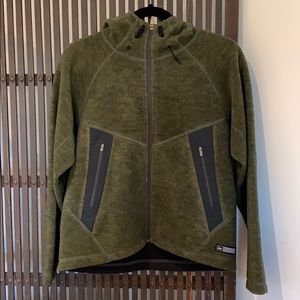 REI heathered olive green wool zip front jacket